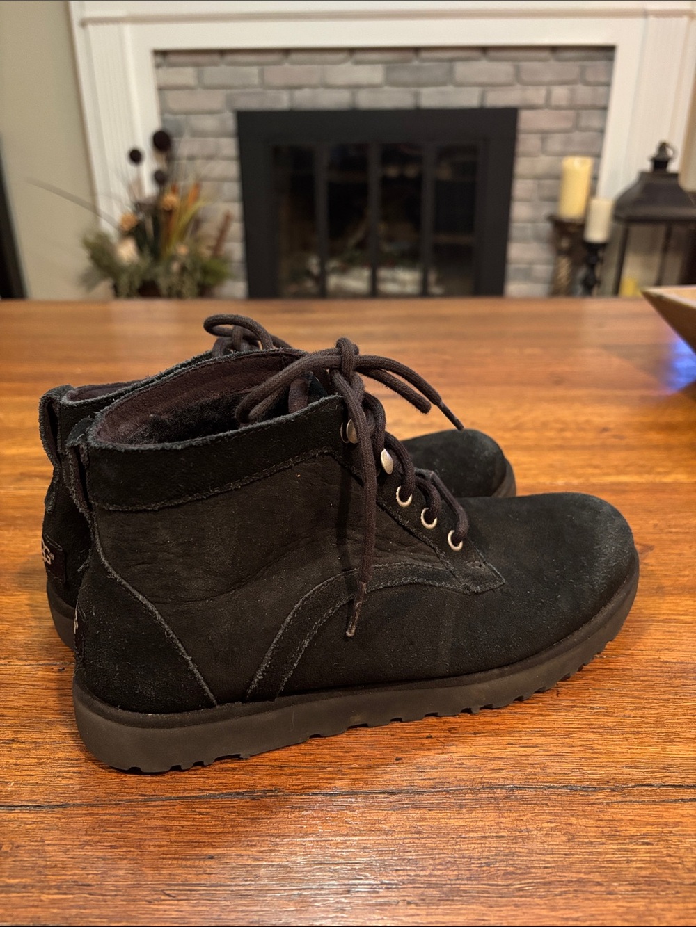 UGG Black Suede Lace-Up Ankle Boots